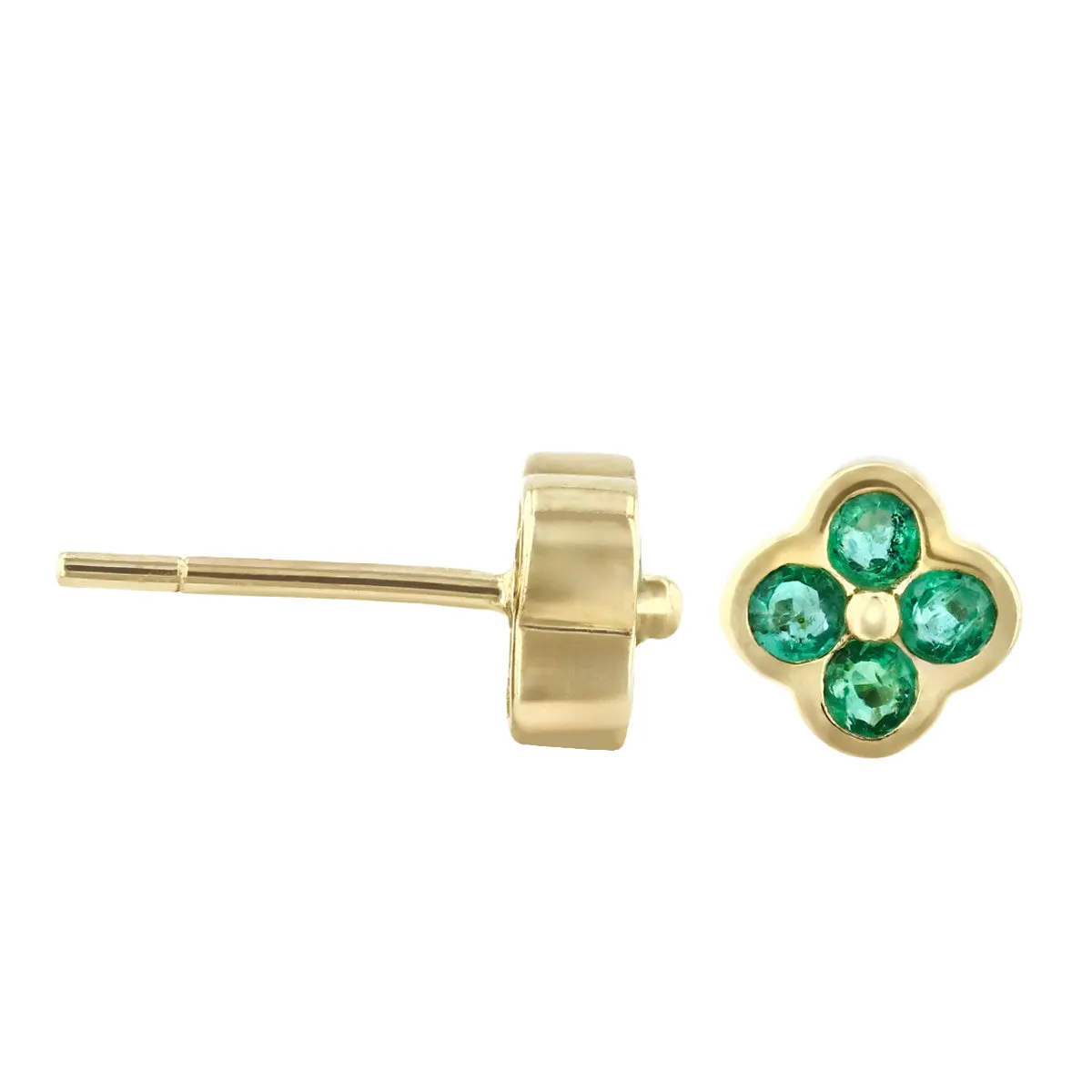 Bijou Collection 0.34ct Emerald Stud Petal Earrings | 9K Yellow Gold