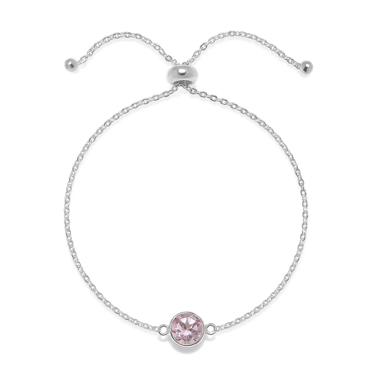 Birthstone Solitaire Bracelet- October Pink Topaz