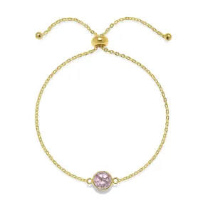 Birthstone Solitaire Bracelet- October Pink Topaz