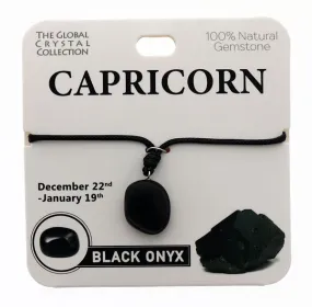 Black Onyx Natural Gem Necklace - 'Capricorn'