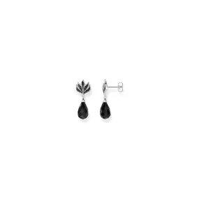 Blackened ear studs with drop-shaped