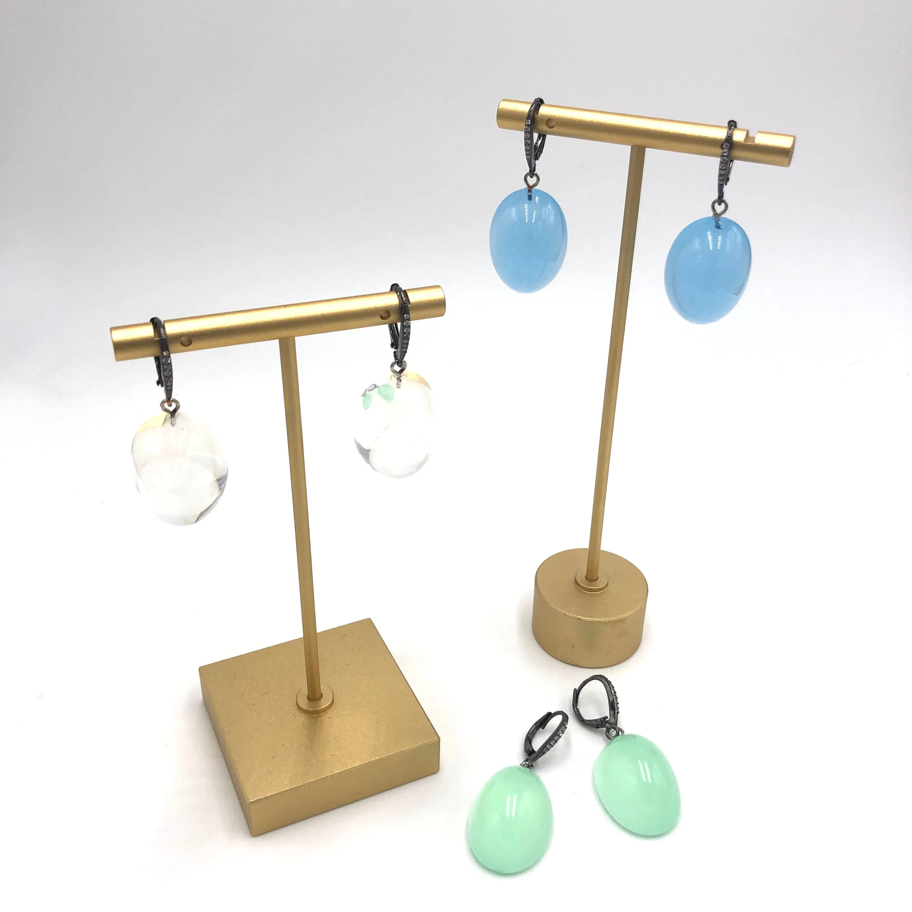 Bling Green Opal Lucite Chunk Drop Earrings *