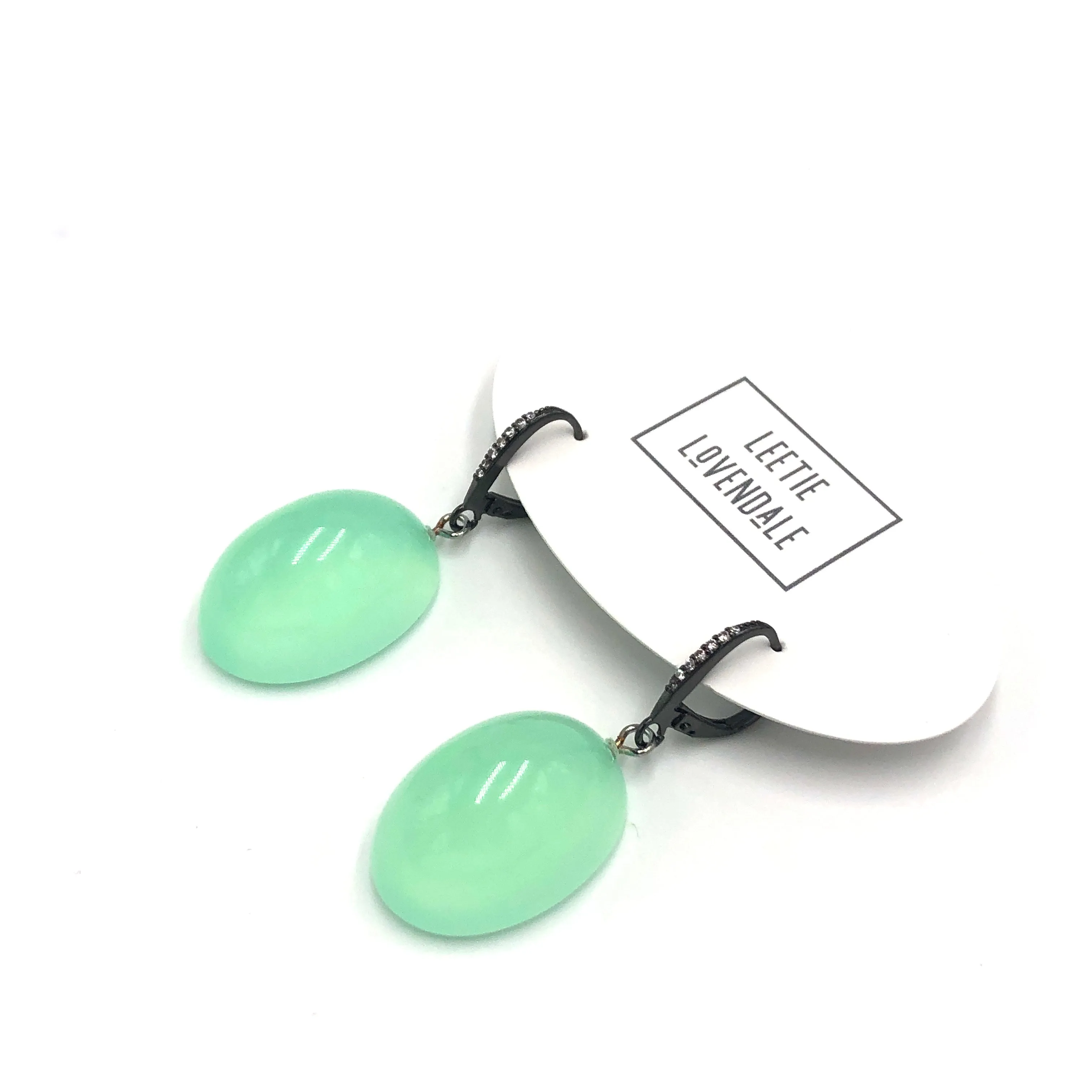 Bling Green Opal Lucite Chunk Drop Earrings *