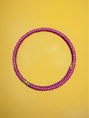 Bright Pink and Gold Beaded Bracelet