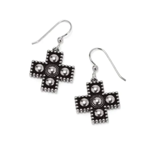 Brighton | Pretty Tough Small Cross Drop Earrings in Silver Tone