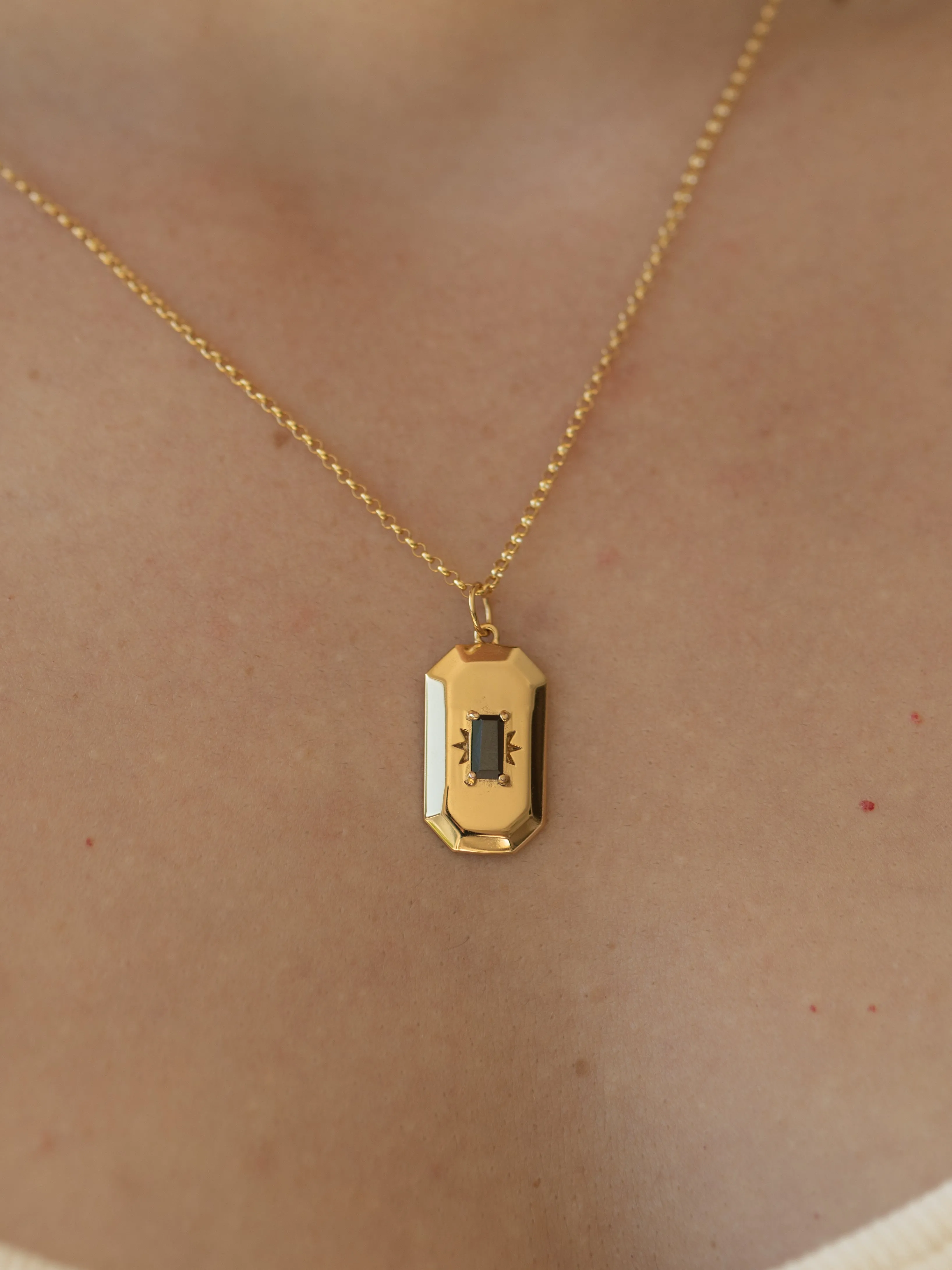 Cameron Onyx Amulet Necklace in Gold