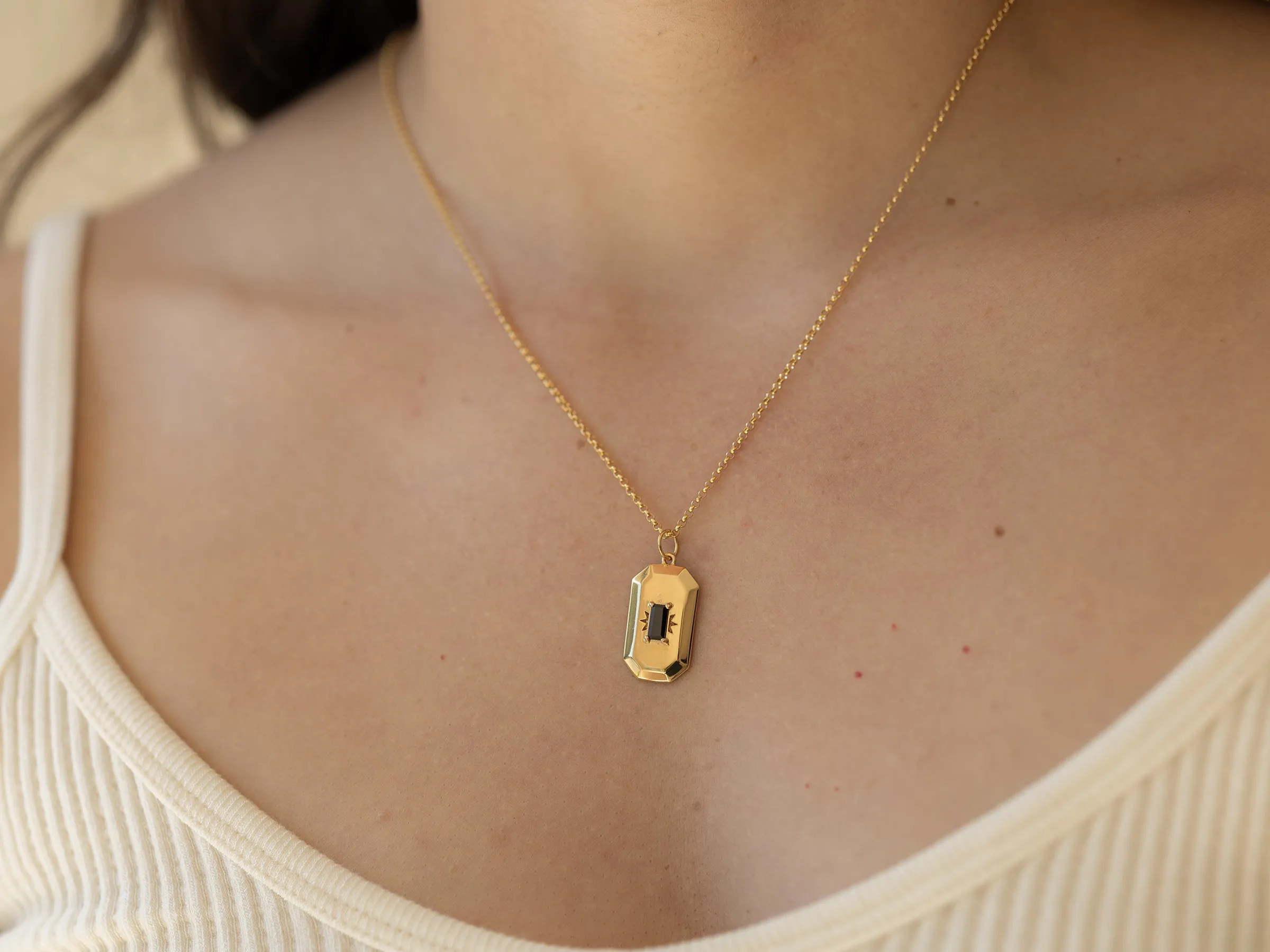 Cameron Onyx Amulet Necklace in Gold