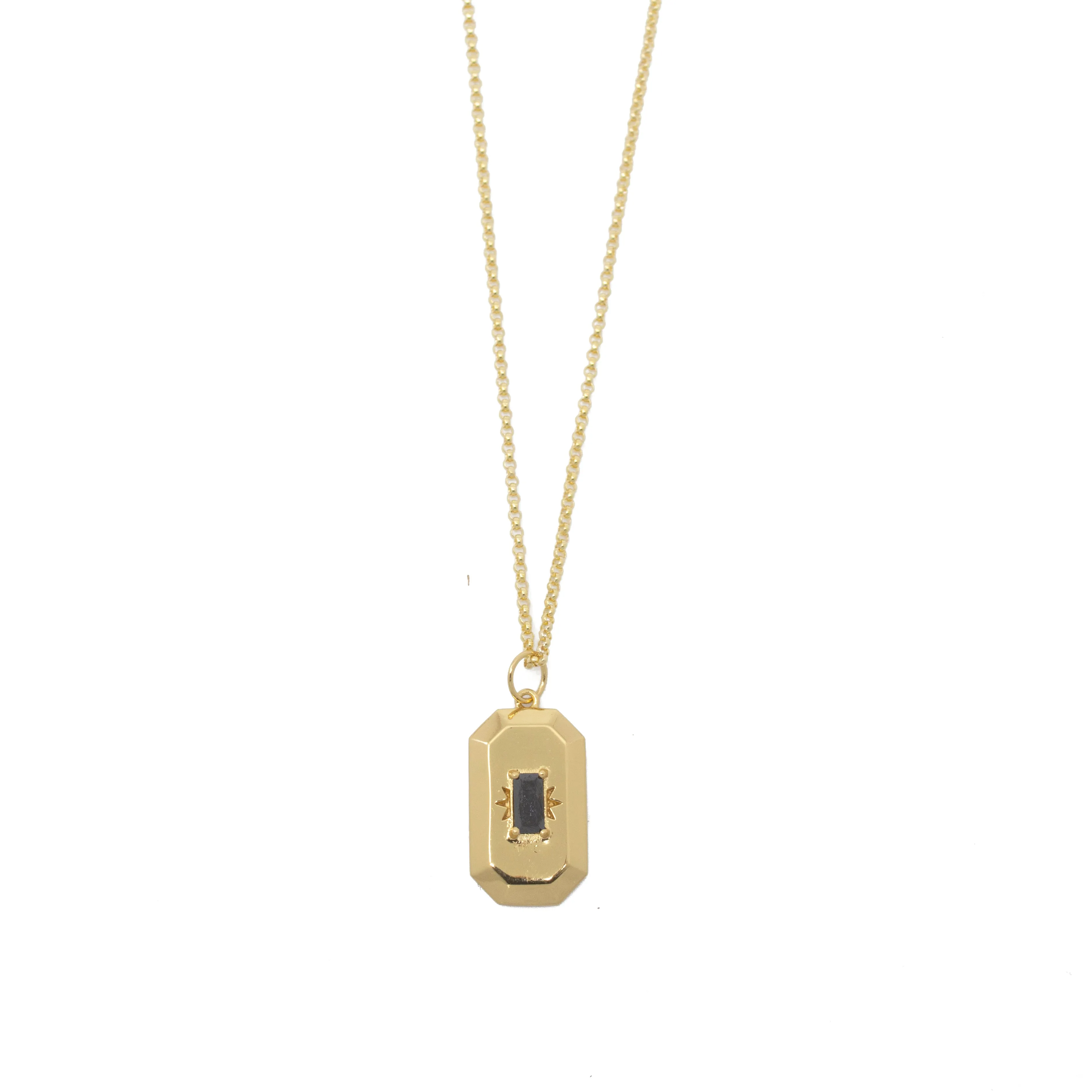 Cameron Onyx Amulet Necklace in Gold