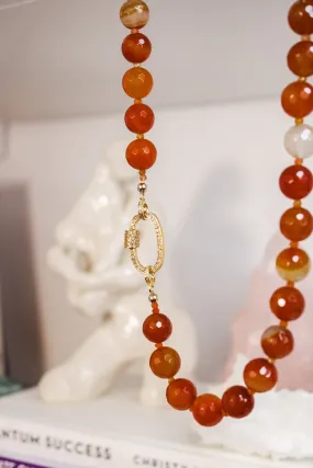 Carnelian Statement Diamond Lock Necklace