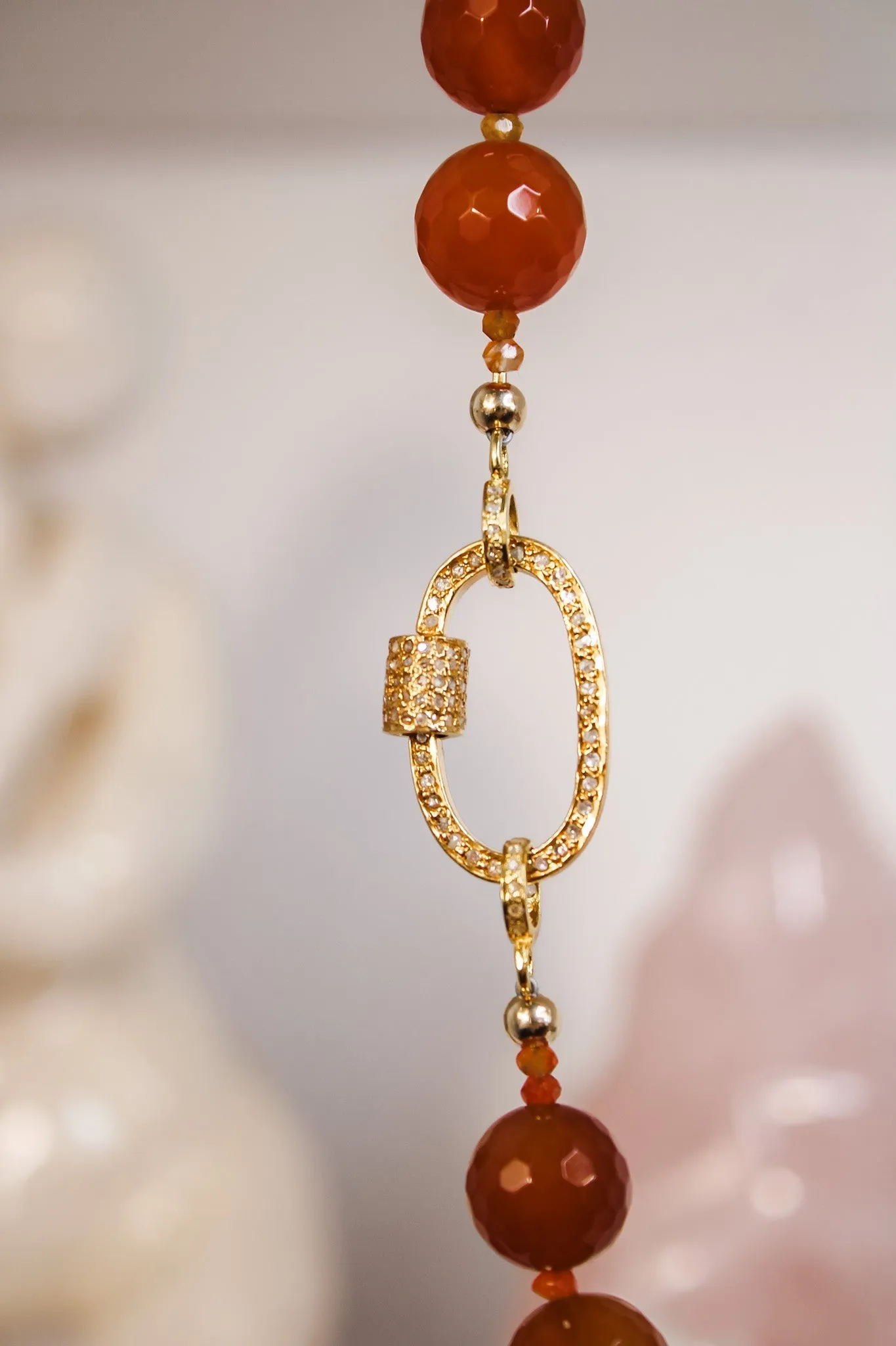 Carnelian Statement Diamond Lock Necklace