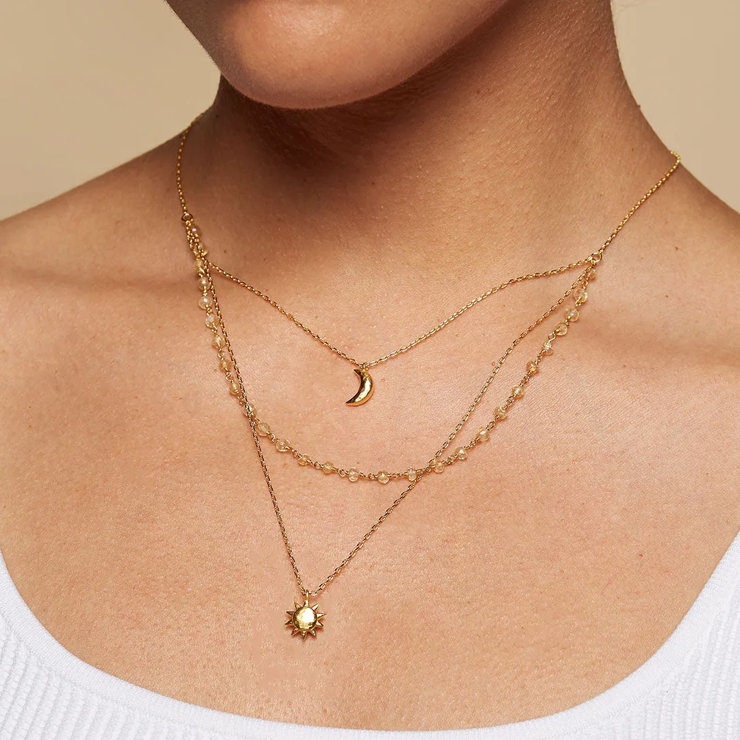 Cast a Light, Sun, Moon & Citrine Triple Necklace
