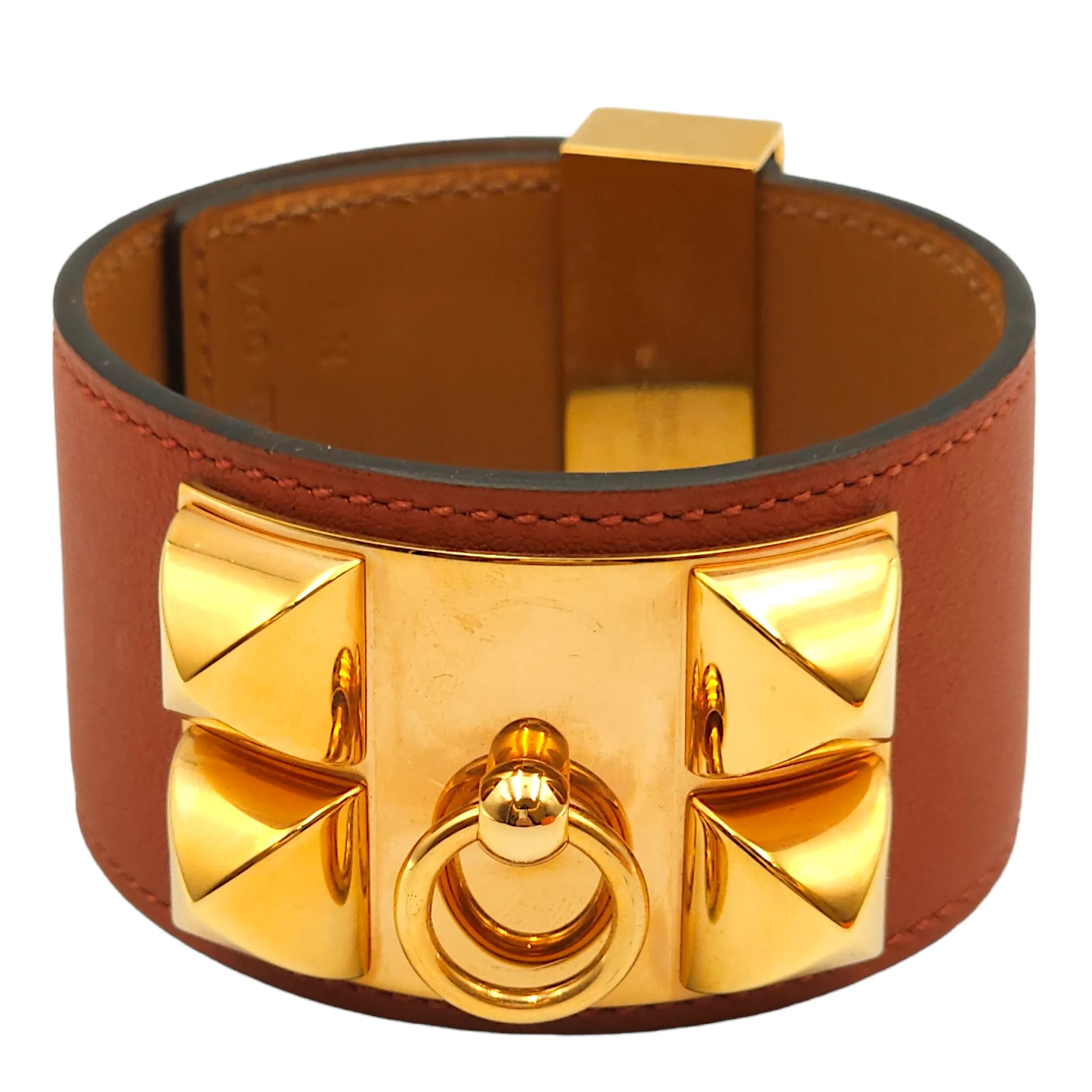 CDC Large Cuivre Bracelet in Swift, Gold hardware