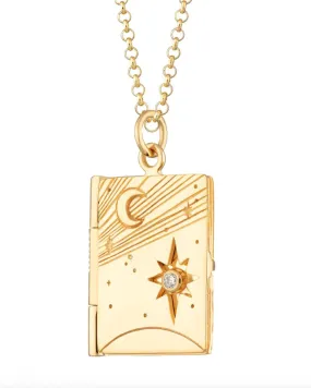 Celestial Engraved Locket Necklace