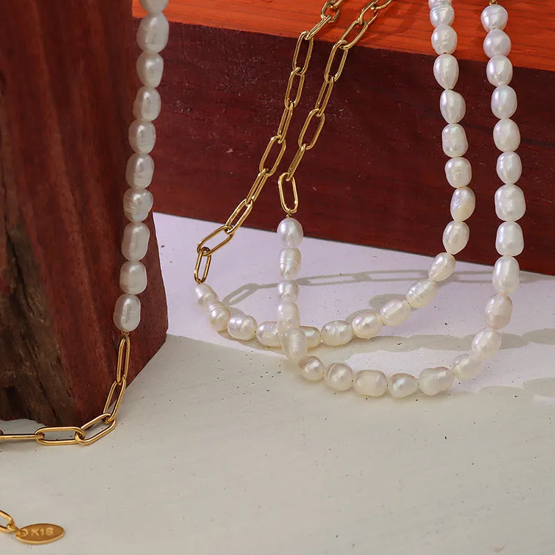 Choker Half Pearl Half Chain Necklace