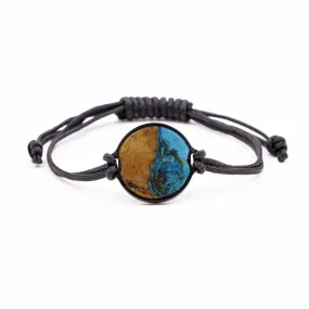 Circle Wood Resin Bracelet - Madella (Teal & Gold, 580248)