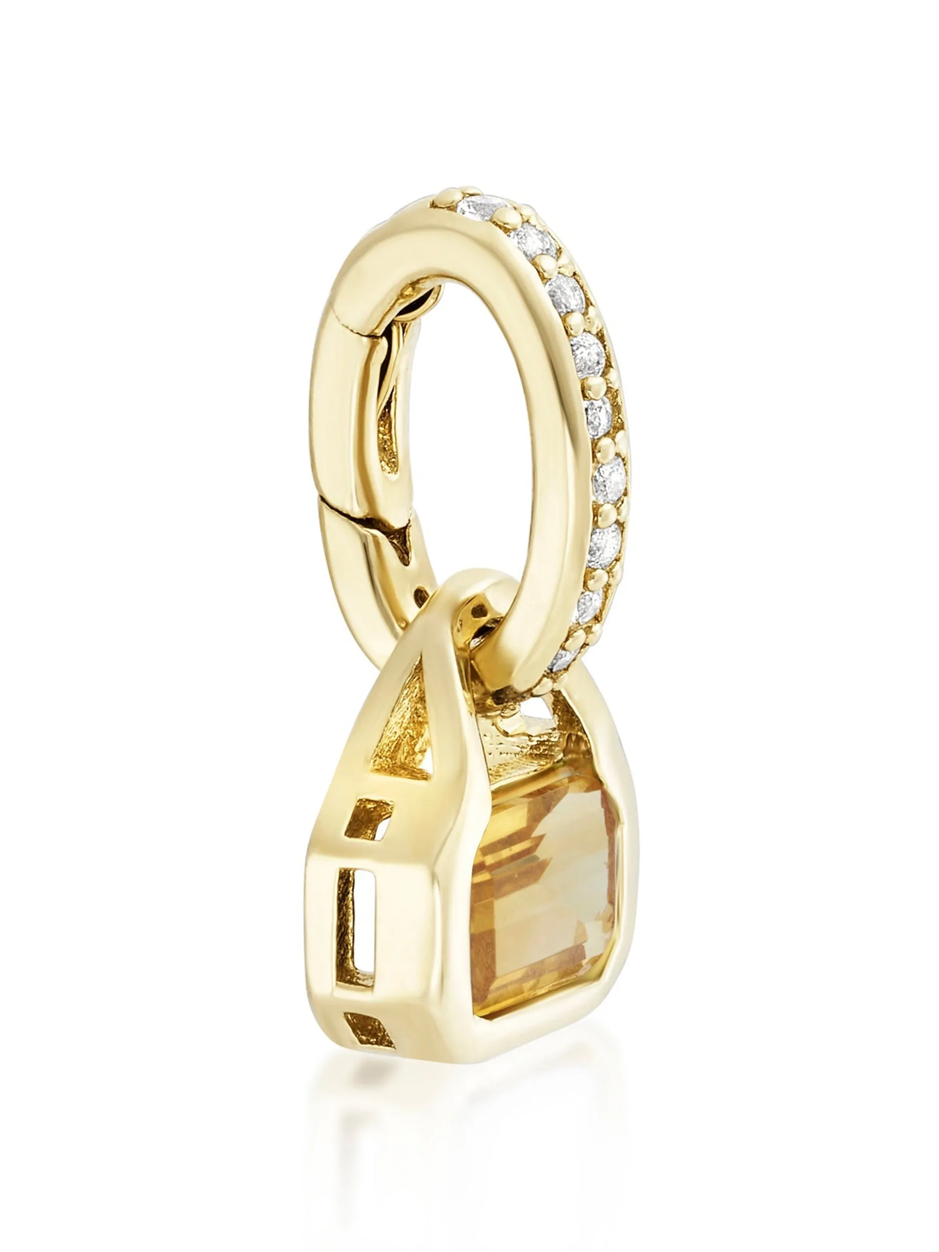 Citrine charm on carrier chain