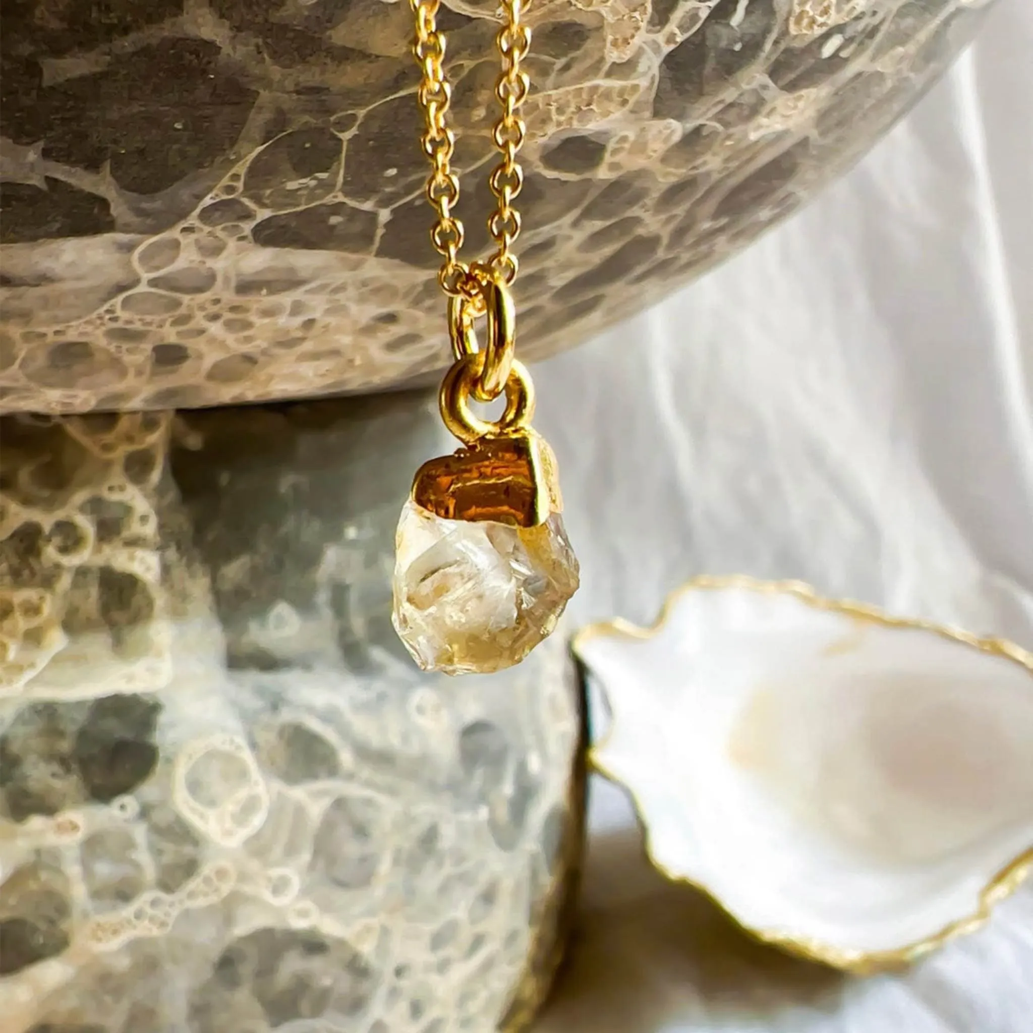 Citrine Raw Pendant Necklace - Healing Crystal Jewellery | By Lunar James