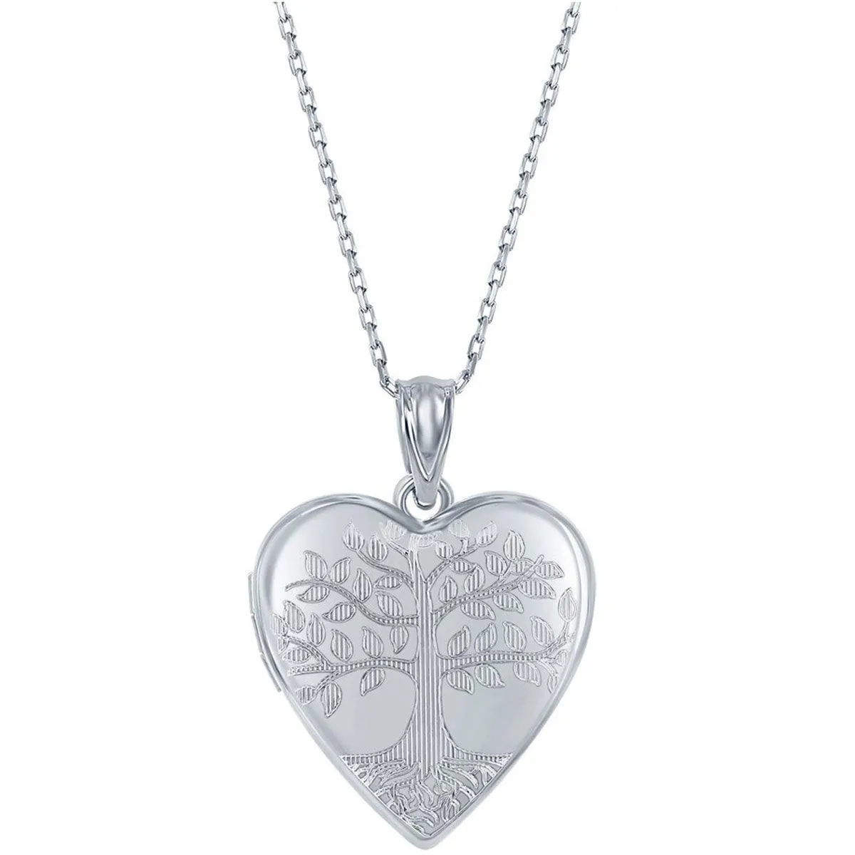 Classic Women's Pendant and Locket Set - Sterling Silver Tree of Life Heart | J-2748