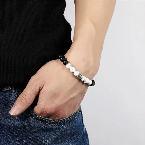 Classy Men Leo White Beaded Zodiac Bracelet