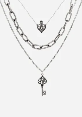 Claustrum Gothic Key Layered Necklace