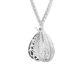 Cocoa Pod Large Locket Pendant Silver