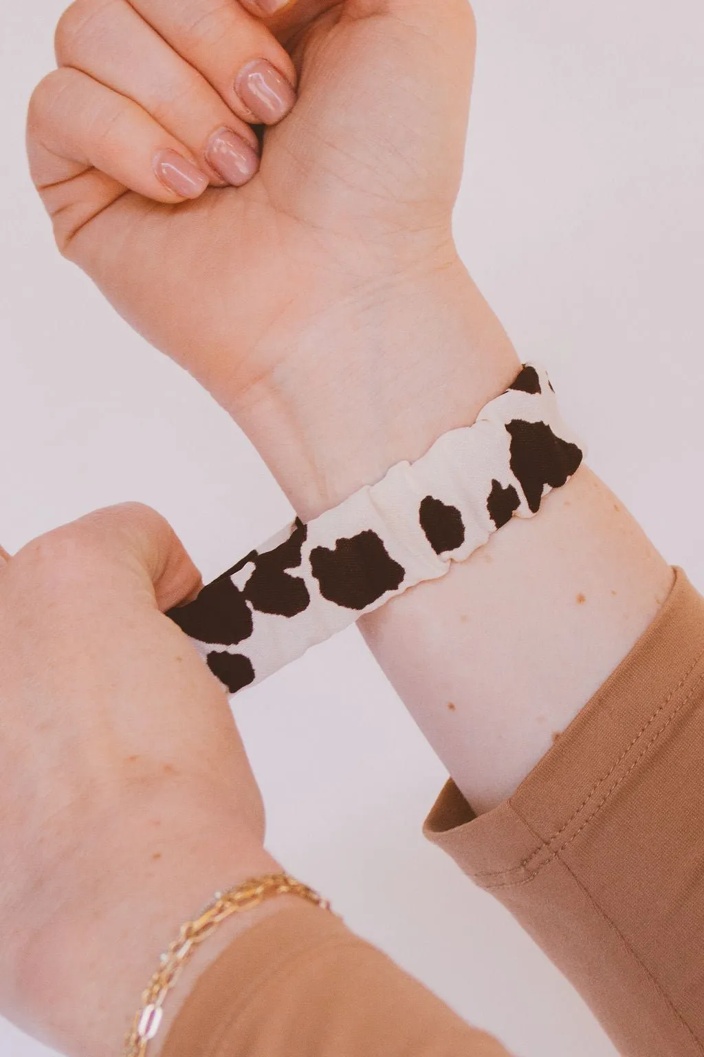 Cowhide Chic Scrunchie Band Compatible with Apple Watch