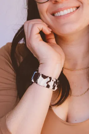 Cowhide Chic Scrunchie Band Compatible with Apple Watch