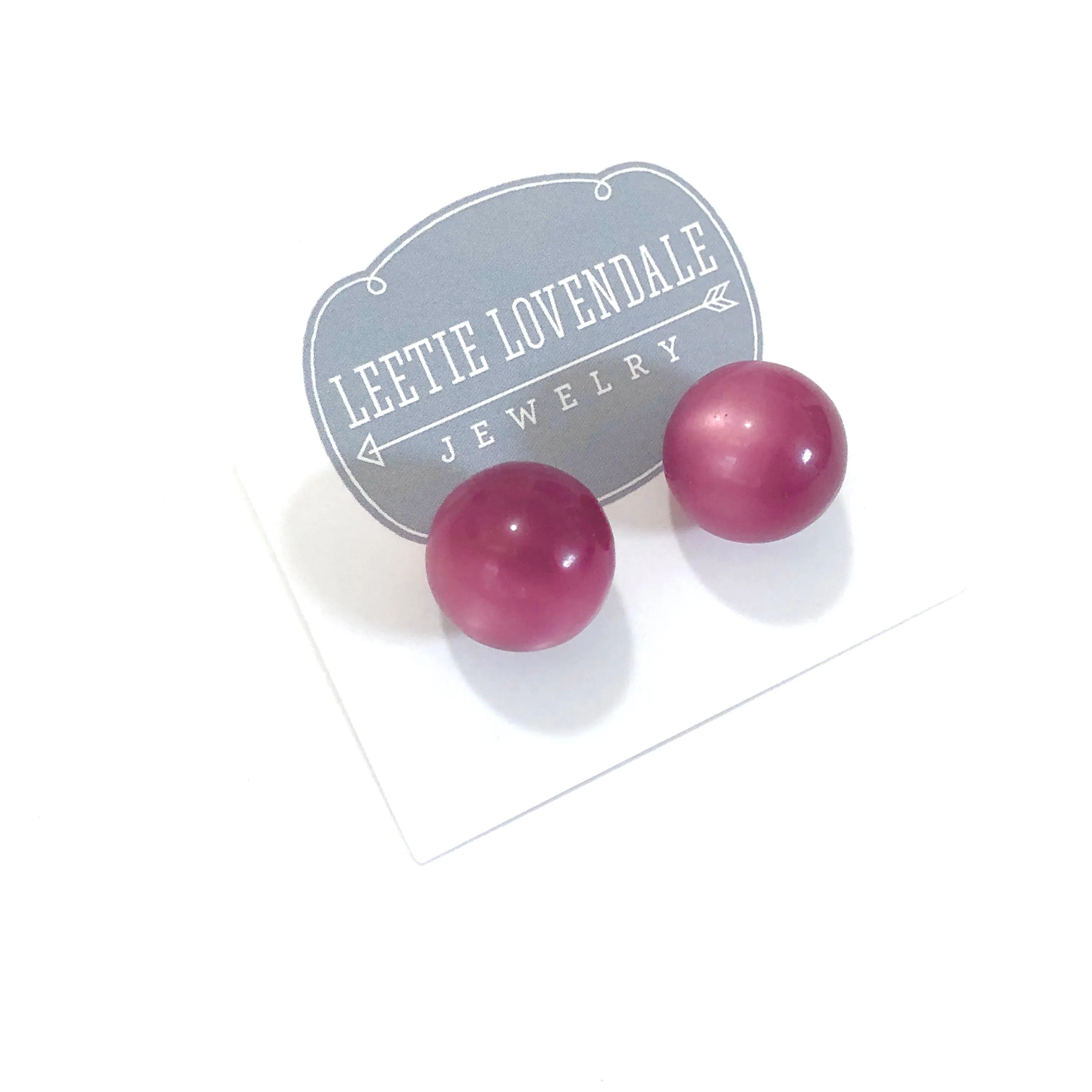 Cranberry Moonglow Ball Stud Earrings