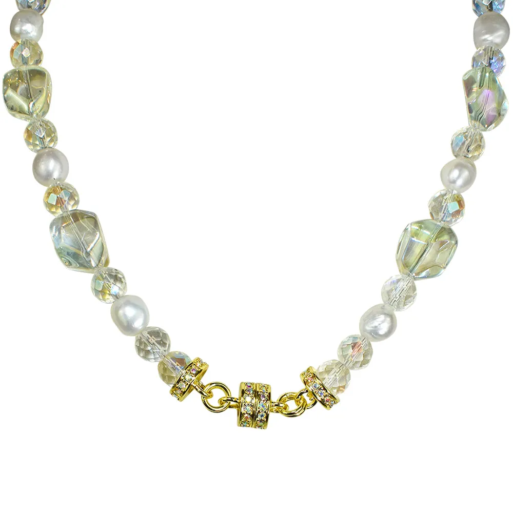 Crystal Queen Fresh Water Pearl Magnetic Interchangeable Necklace (Goldtone)