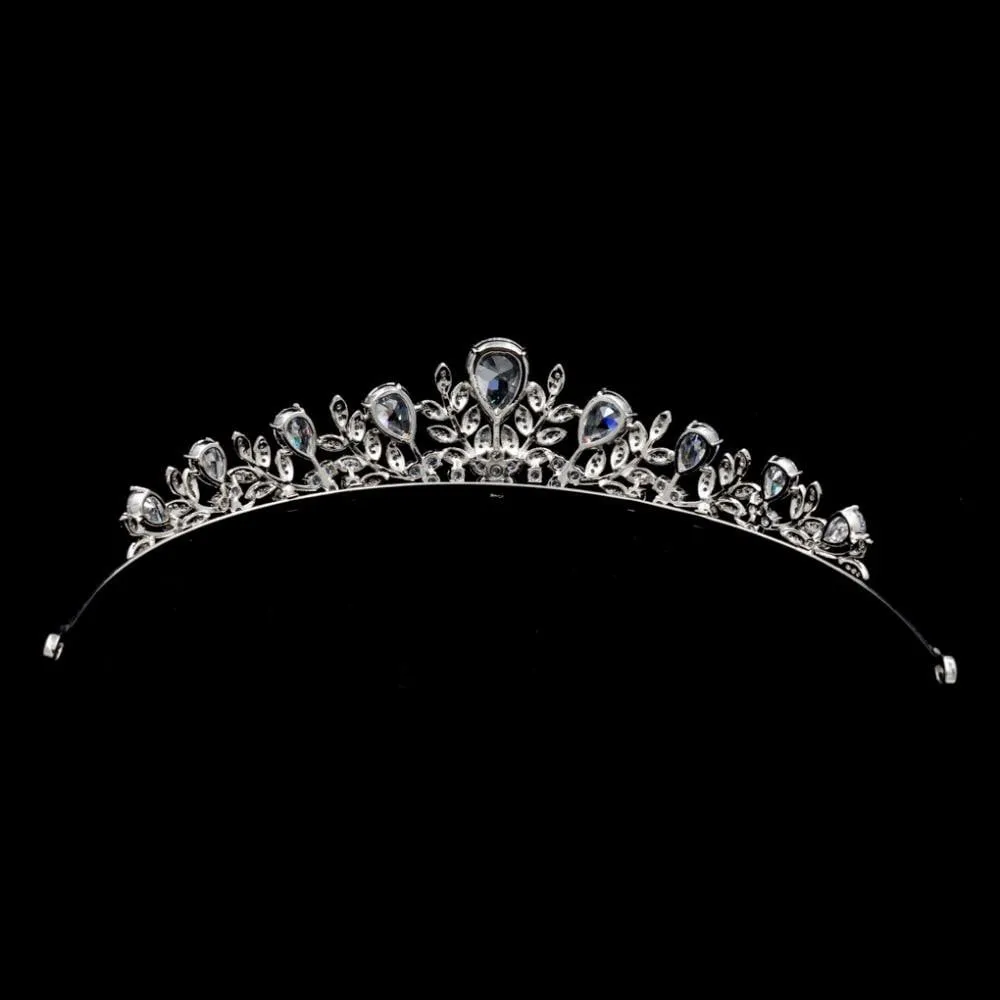 Cubic Zircon Wedding Bridal Royal Leaves Tiara Diadem Hair Jewelry CH10335