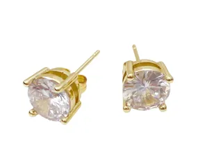 Cubic Zirconia Gold Stud Earrings