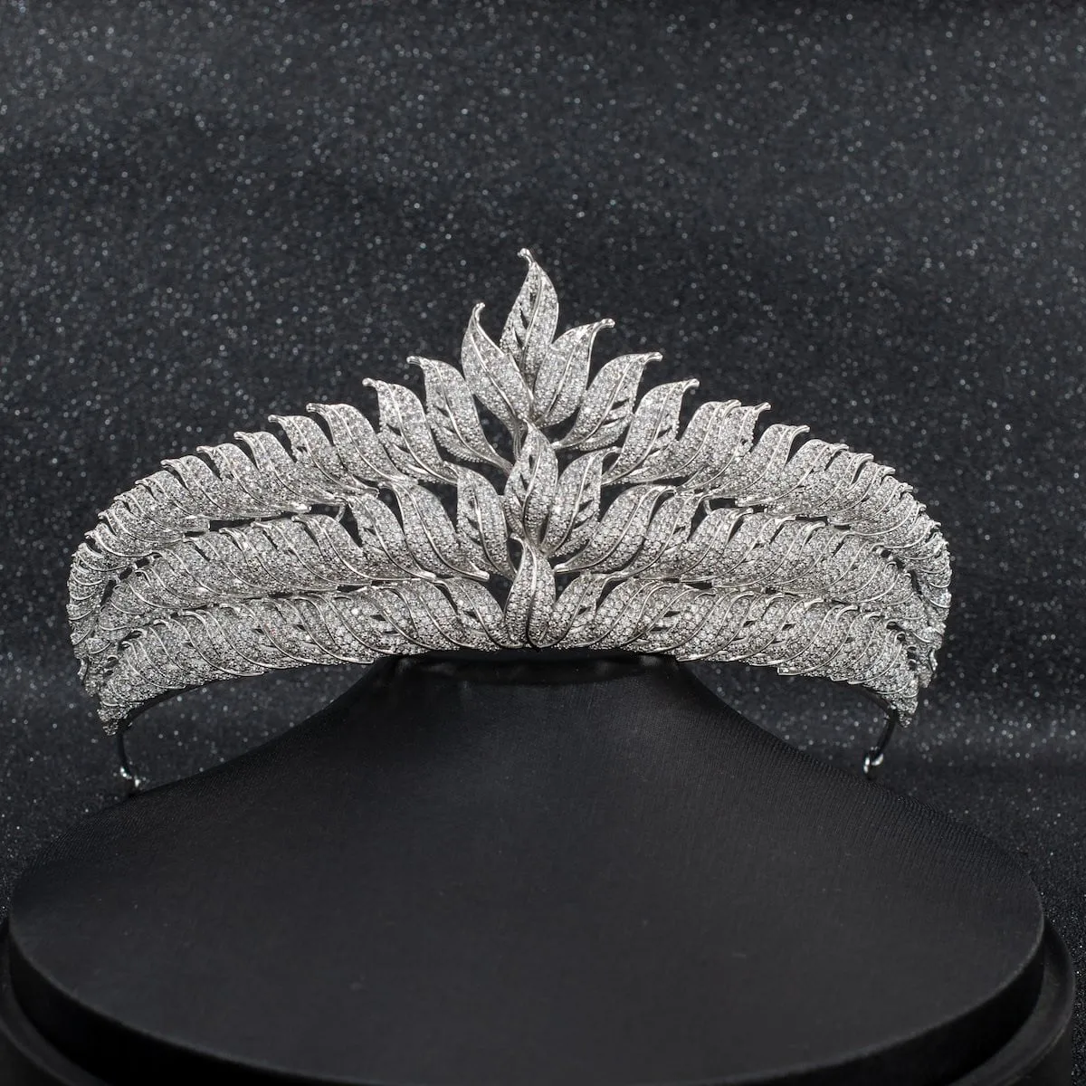 Cubic Zirconia Wedding Tiara,Bridal Leaves Diadem Hair Accessories CH10265