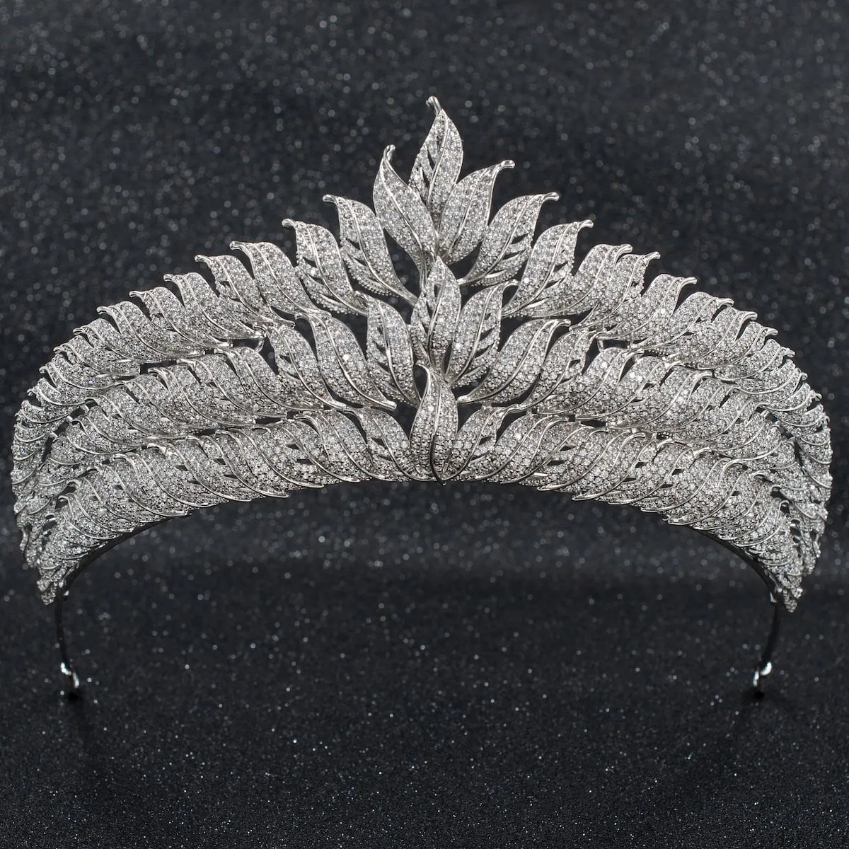 Cubic Zirconia Wedding Tiara,Bridal Leaves Diadem Hair Accessories CH10265