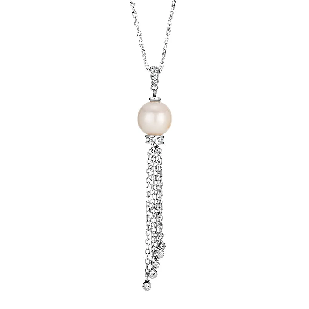 Cultured freshwater pearl drop necklace in sterling silver