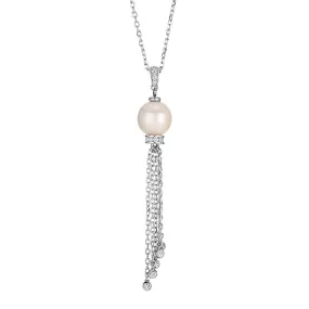 Cultured freshwater pearl drop necklace in sterling silver