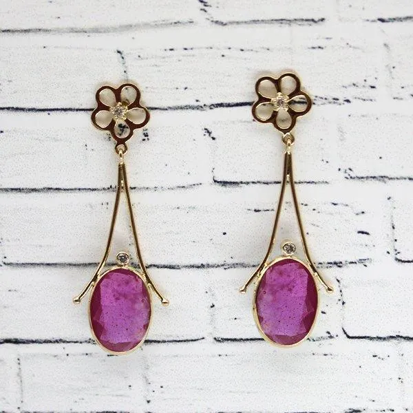 Dainty Ruby and Diamond Earrings