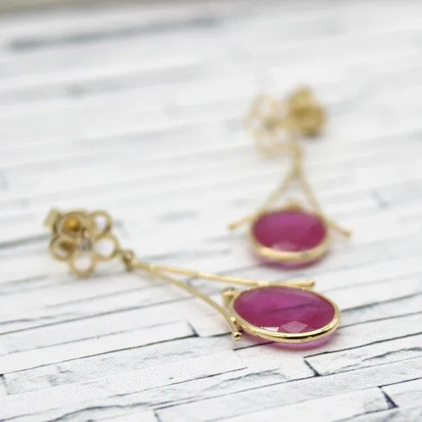 Dainty Ruby and Diamond Earrings