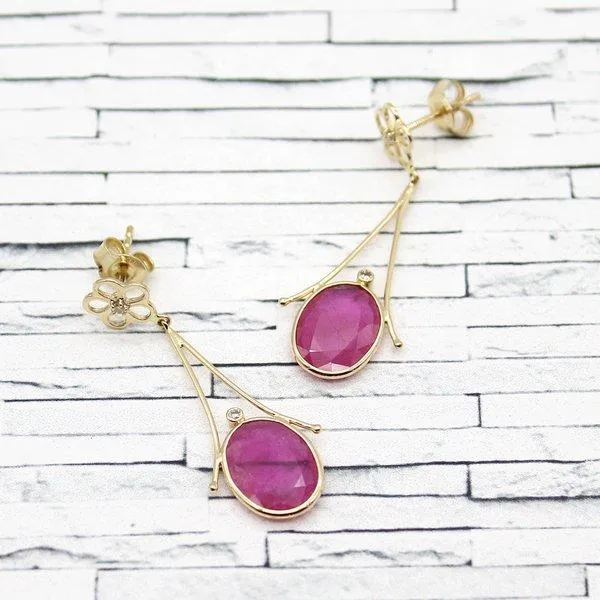 Dainty Ruby and Diamond Earrings