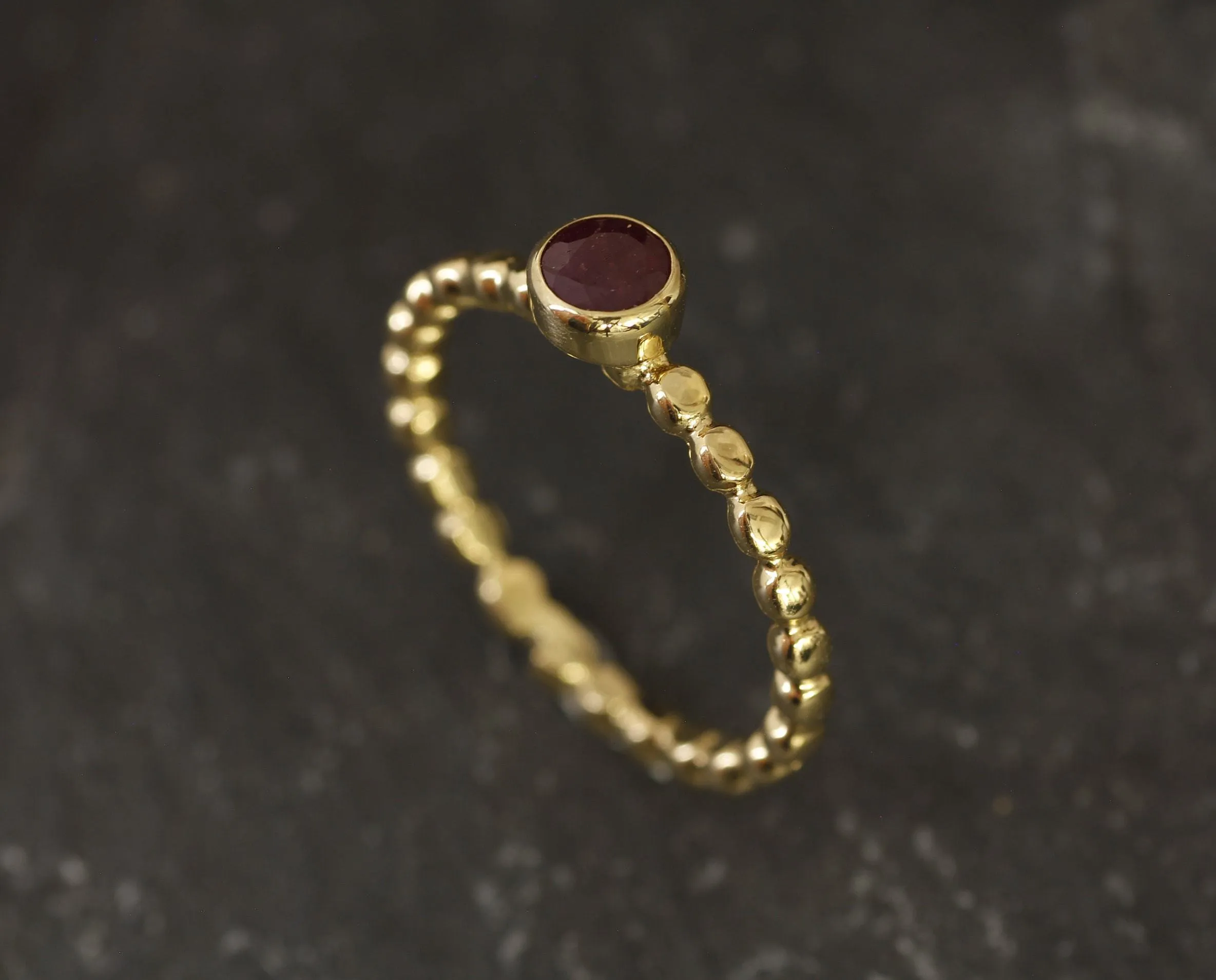 Dainty Ruby Gold Ring - Ruby Promise Ring - Ruby Solitaire Ring