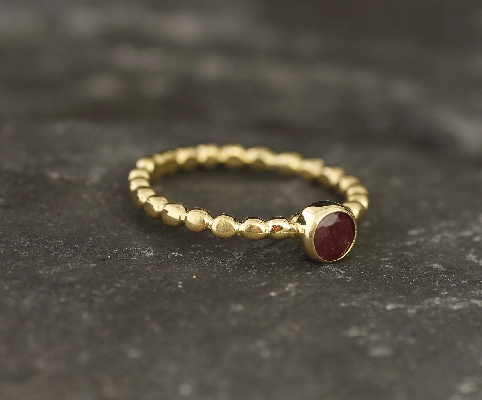 Dainty Ruby Gold Ring - Ruby Promise Ring - Ruby Solitaire Ring