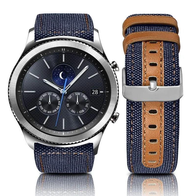 Denim & Leather Watch Straps Compatible with the Oppo Watch 3