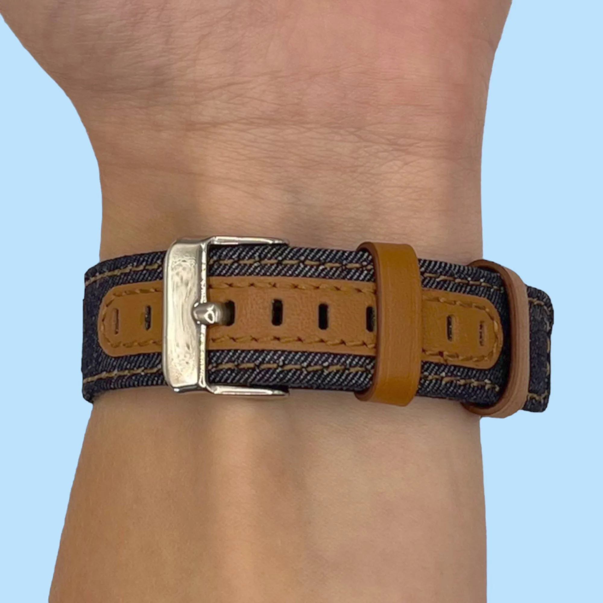 Denim & Leather Watch Straps Compatible with the Oppo Watch 3