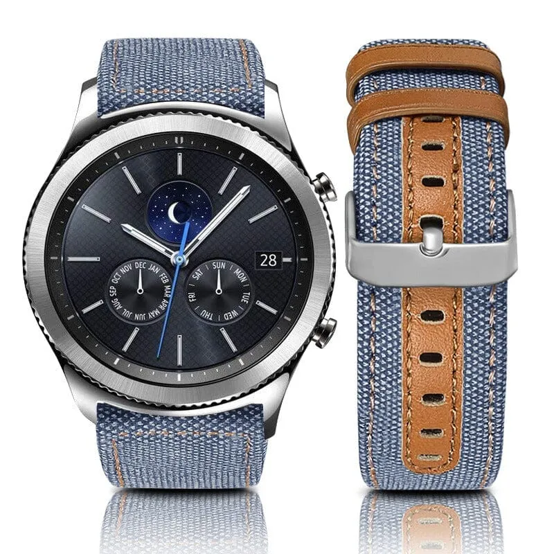 Denim & Leather Watch Straps Compatible with the Oppo Watch 3