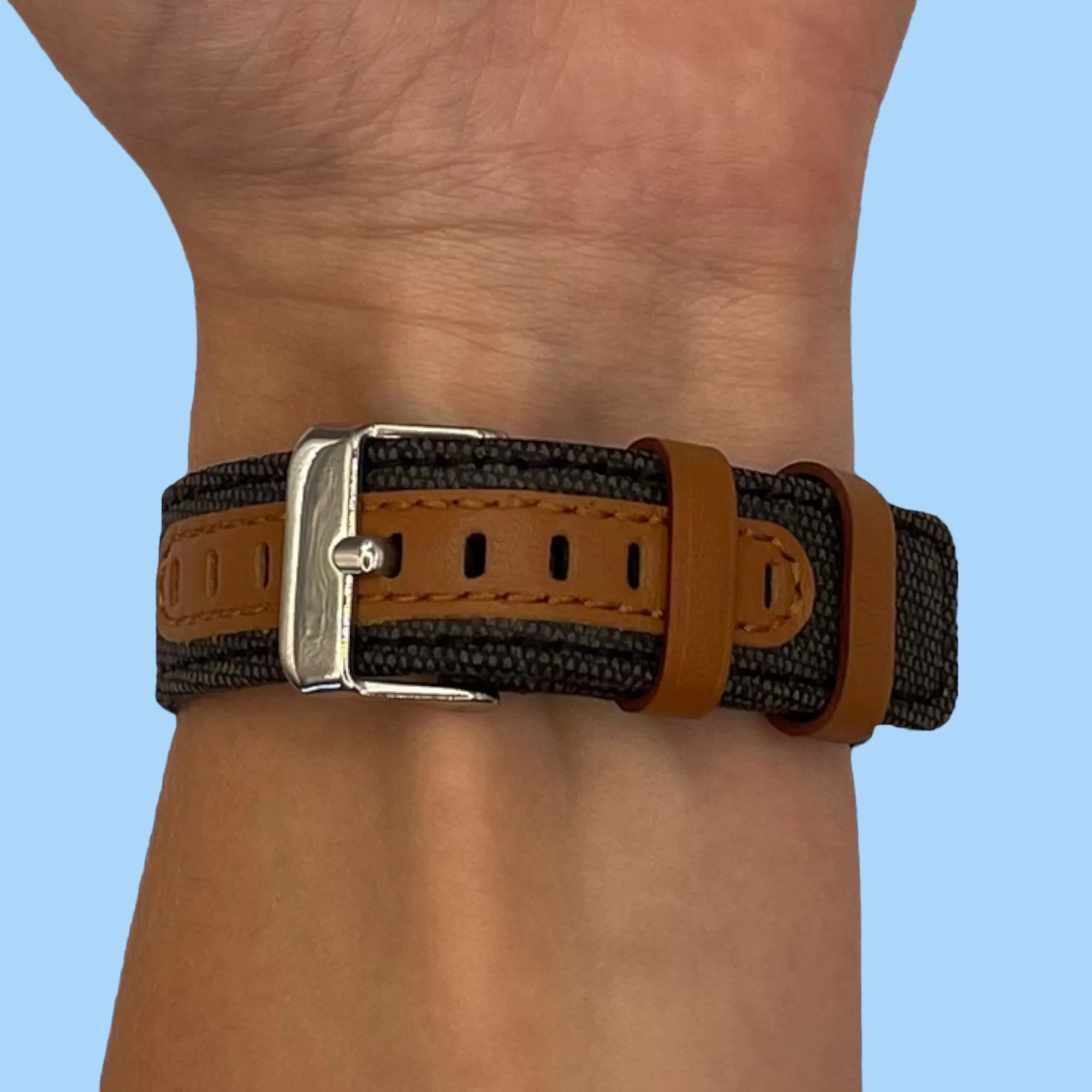 Denim & Leather Watch Straps Compatible with the Oppo Watch 3