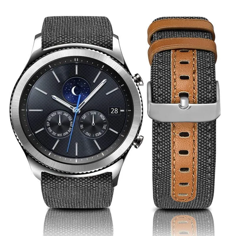 Denim & Leather Watch Straps Compatible with the Oppo Watch 3