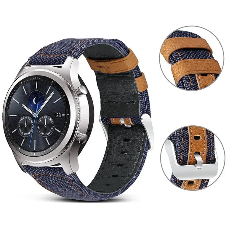 Denim & Leather Watch Straps Compatible with the Oppo Watch 3