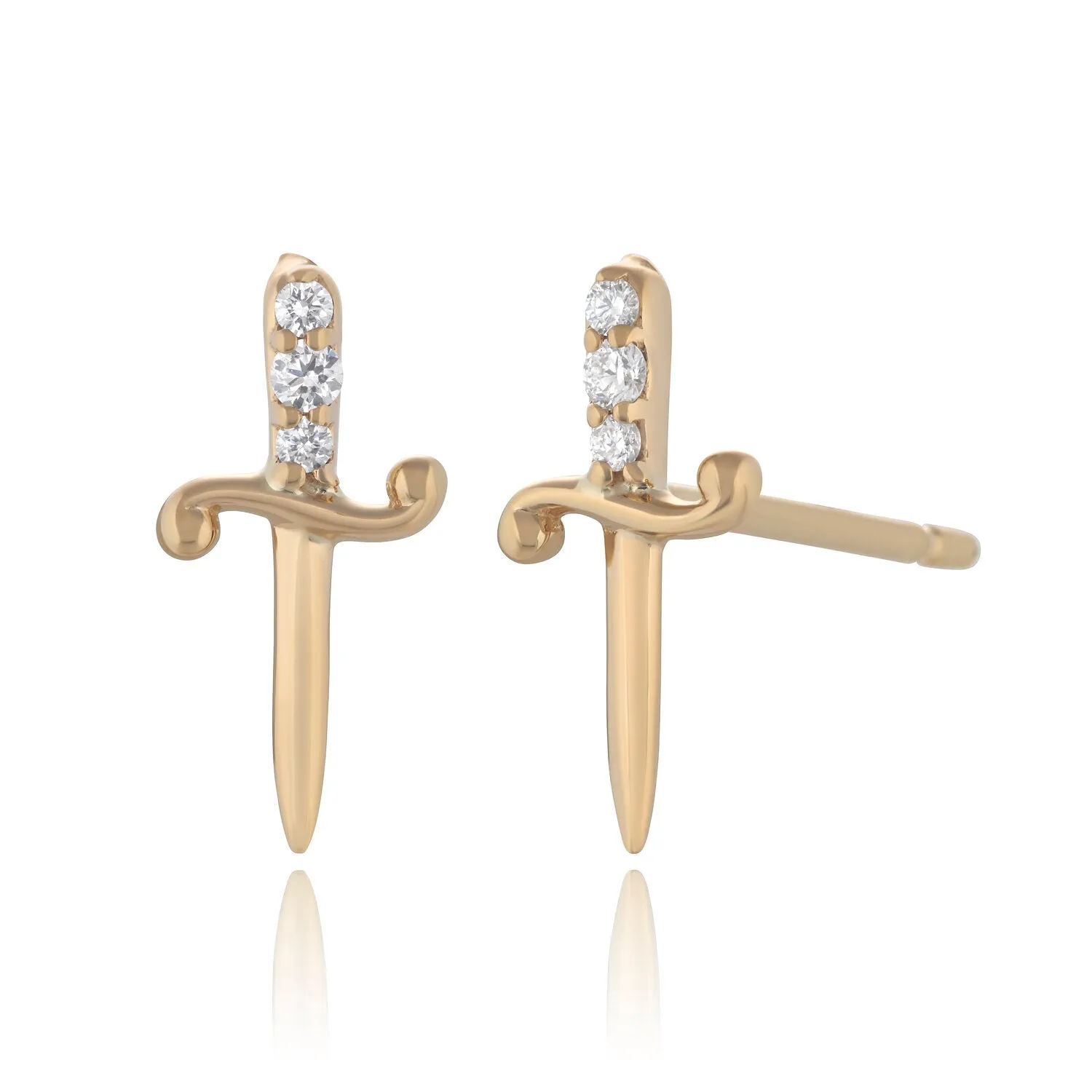 Diamond Dagger Stud Earrings