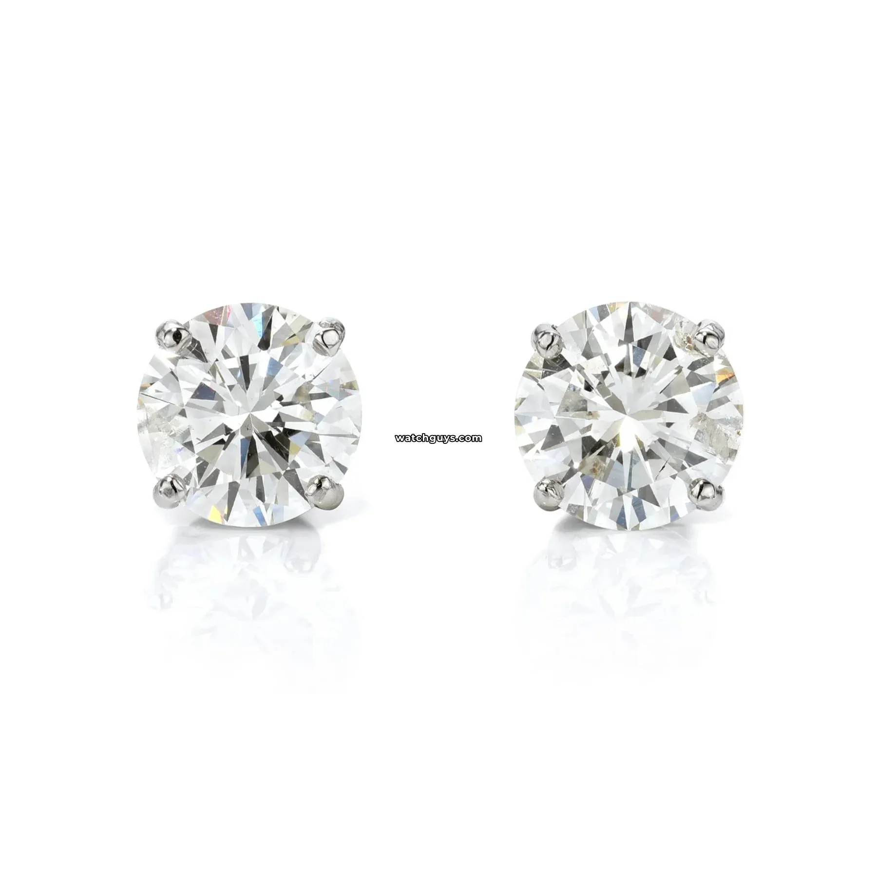 Diamond Stud Earrings 3.08 Carat TW 14K White Gold GIA Certified