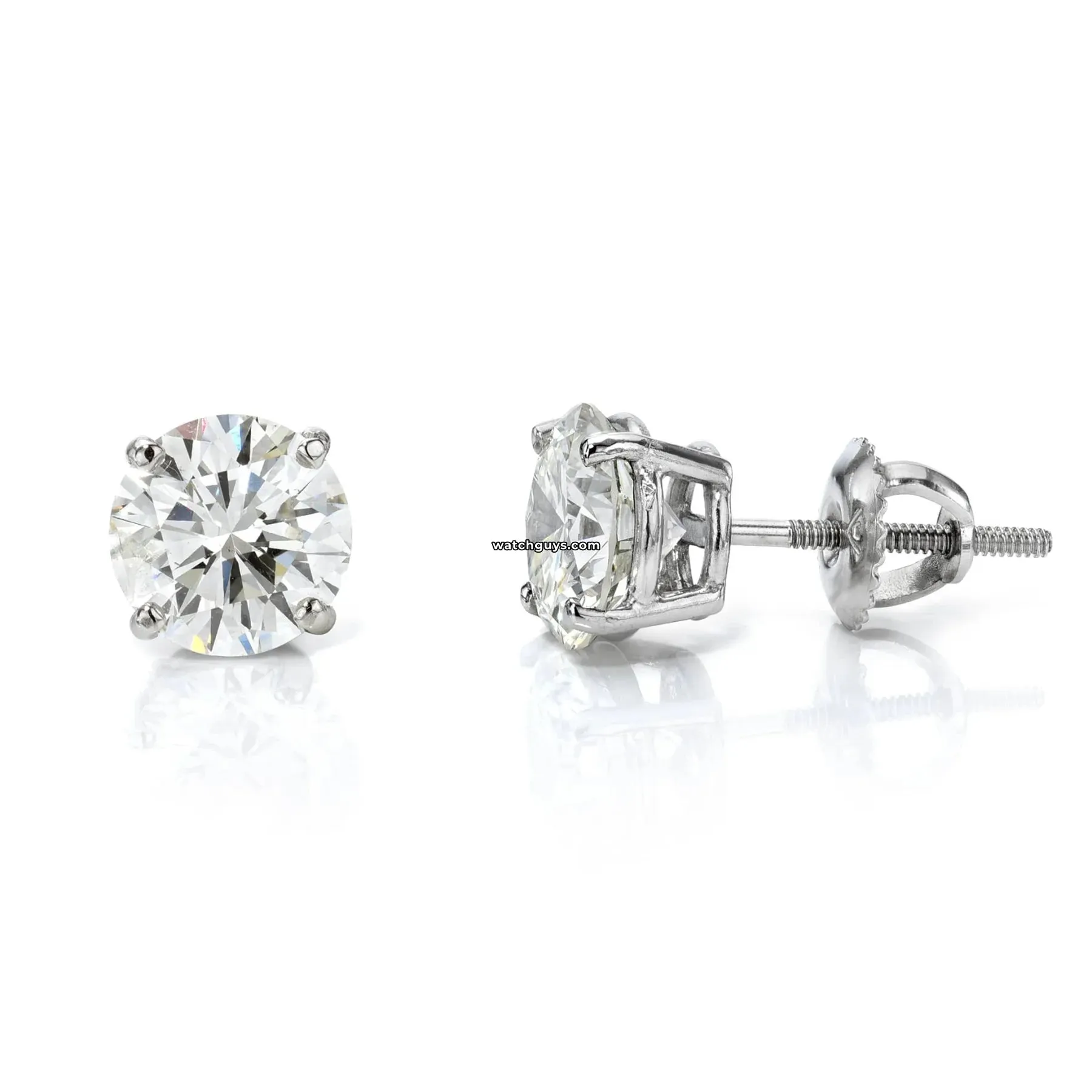 Diamond Stud Earrings 3.08 Carat TW 14K White Gold GIA Certified