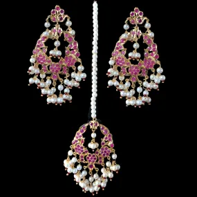 DJET1 Madhuri earrings tika set in ruby ( SHIPS IN 4 WEEKS )